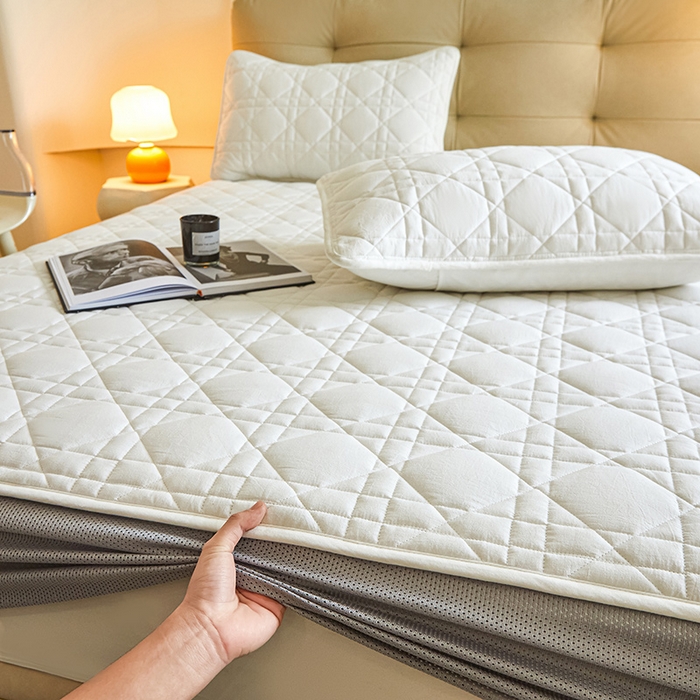 91家纺网 家纺一手货源 找家纺 3C 2024新款A类高透气纯棉棉花单床笠-好眠 素雅白