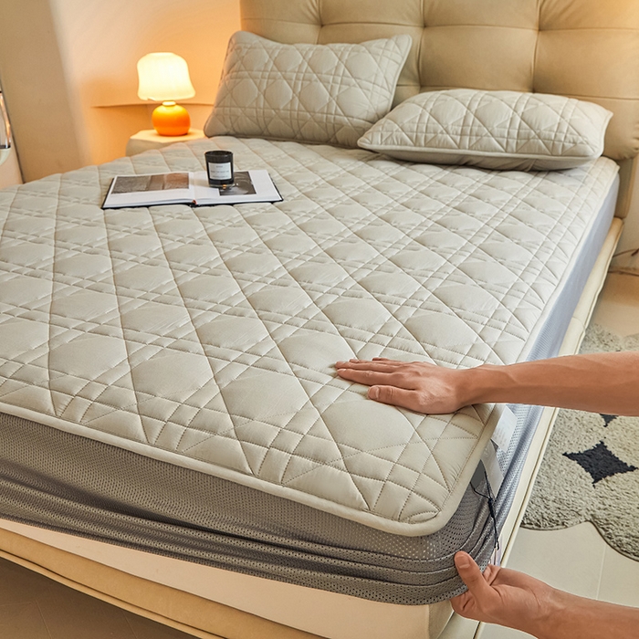 91家纺网 家纺一手货源 找家纺 3C 2024新款A类高透气纯棉棉花单床笠-好眠 月灰