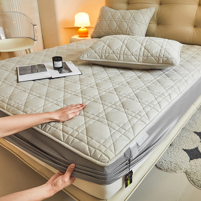 91家纺网 家纺一手货源 找家纺 3C 2024新款A类高透气纯棉棉花单床笠-好眠 月灰