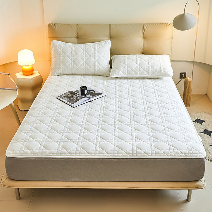 91家纺网 家纺一手货源 找家纺 3C 2024新款A类高透气纯棉棉花单床笠-好眠 素雅白