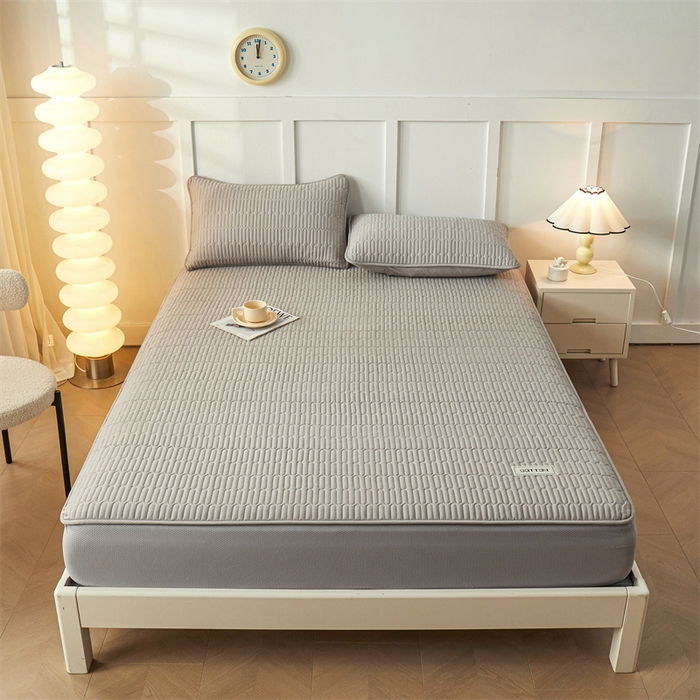 91家纺网 家纺一手货源 找家纺 3C 2024新款A类全棉水洗棉大豆夹棉防水床笠-网忆  时尚灰