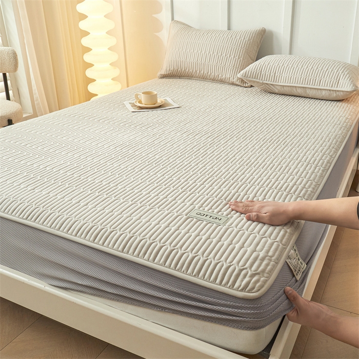 91家纺网 家纺一手货源 找家纺 （总）3C 2024新款A类全棉水洗棉大豆夹棉防水床笠-网忆 