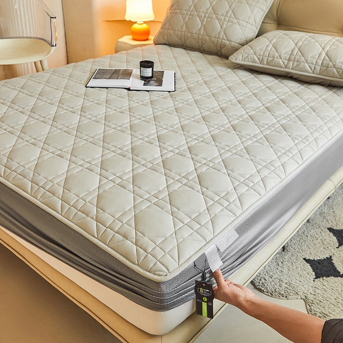 91家纺网 家纺一手货源 找家纺 3C 2024新款A类高透气纯棉棉花单床笠-好眠 月灰