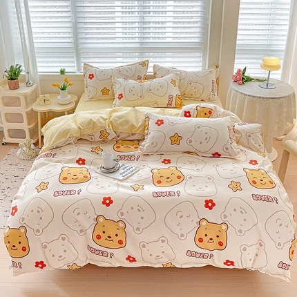 91家纺网 家纺一手货源 找家纺 灿哈2025款磨毛植物羊绒四件套更多花型群下载（新）维尼熊