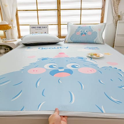 91家纺网 家纺一手货源 找家纺 （总）栩裕纺织 2025款数码印花1200D碳光牛奶冰丝凉席