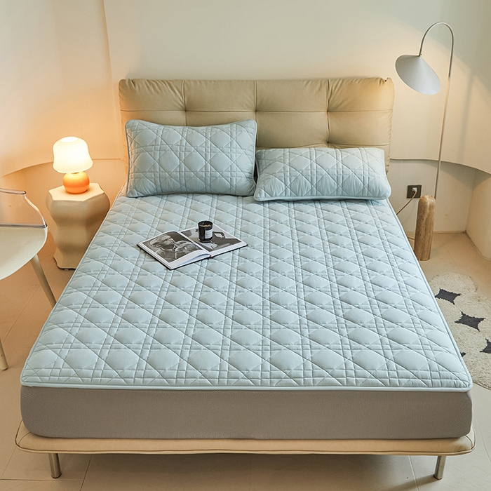 91家纺网 家纺一手货源 找家纺 3C 2024新款A类高透气纯棉棉花单床笠-好眠 纯净蓝