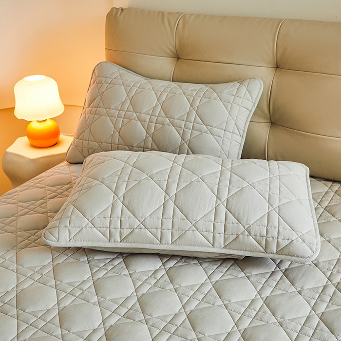 91家纺网 家纺一手货源 找家纺 3C 2024新款A类高透气纯棉棉花单床笠-好眠 月灰