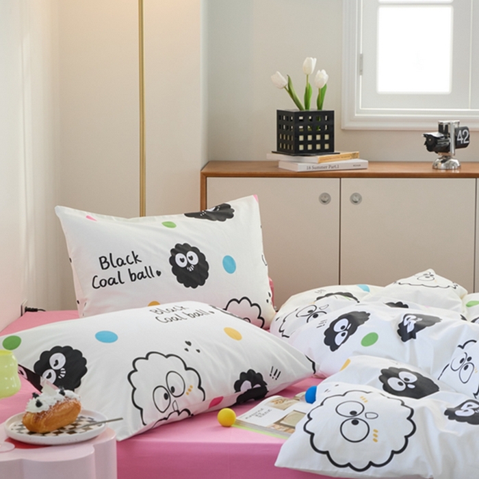 91家纺网 家纺一手货源 找家纺 原研家居 2024新款40支全棉13070印花系列四件套（第4批） 波点煤球