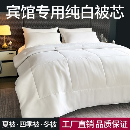 91家纺网 家纺一手货源 找家纺 （总）睡棉坊 2024新款酒店宾馆名宿纯白磨毛被子加厚春秋被芯冬被四季被芯