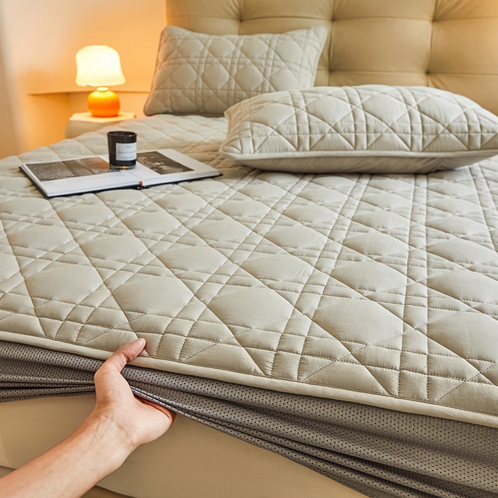 91家纺网 家纺一手货源 找家纺 3C 2024新款A类高透气纯棉棉花单床笠-好眠 月灰