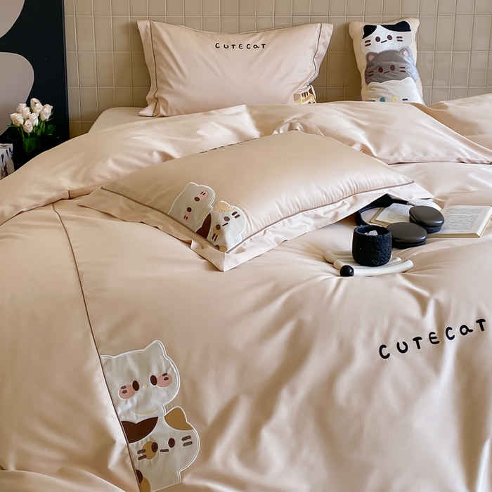 91家纺网 家纺一手货源 找家纺 （总）云栖家居 2024全棉刺绣系列四件套-胖可丁