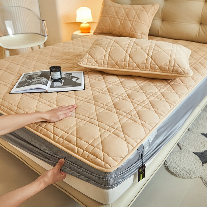 91家纺网 家纺一手货源 找家纺 3C 2024新款A类高透气纯棉棉花单床笠-好眠 米驼色