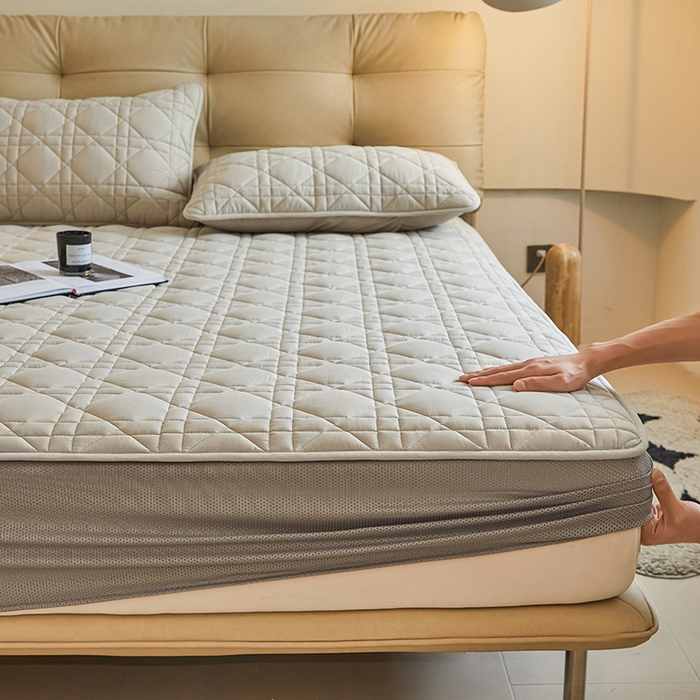 91家纺网 家纺一手货源 找家纺 3C 2024新款A类高透气纯棉棉花单床笠-好眠 月灰