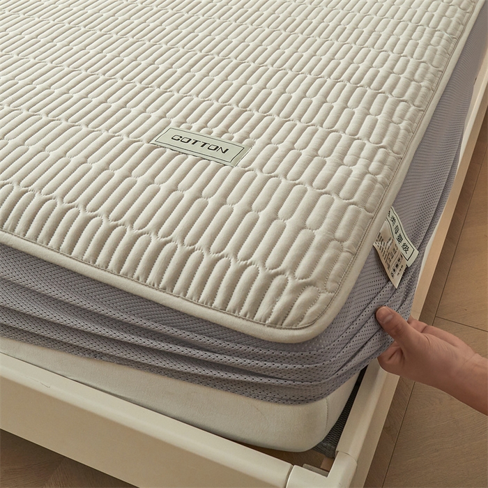 91家纺网 家纺一手货源 找家纺 3C 2024新款A类全棉水洗棉大豆夹棉防水床笠-网忆  烟雾灰