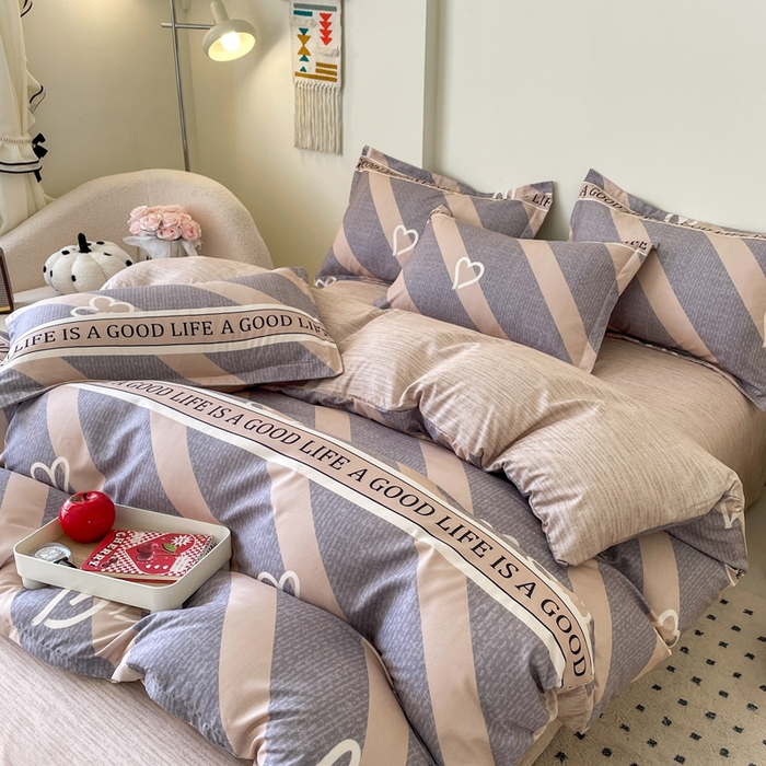 91家纺网 家纺一手货源 找家纺 洁柔 2025新款加厚生态棉磨毛四件套高克重植物羊绒四件套 心心相印