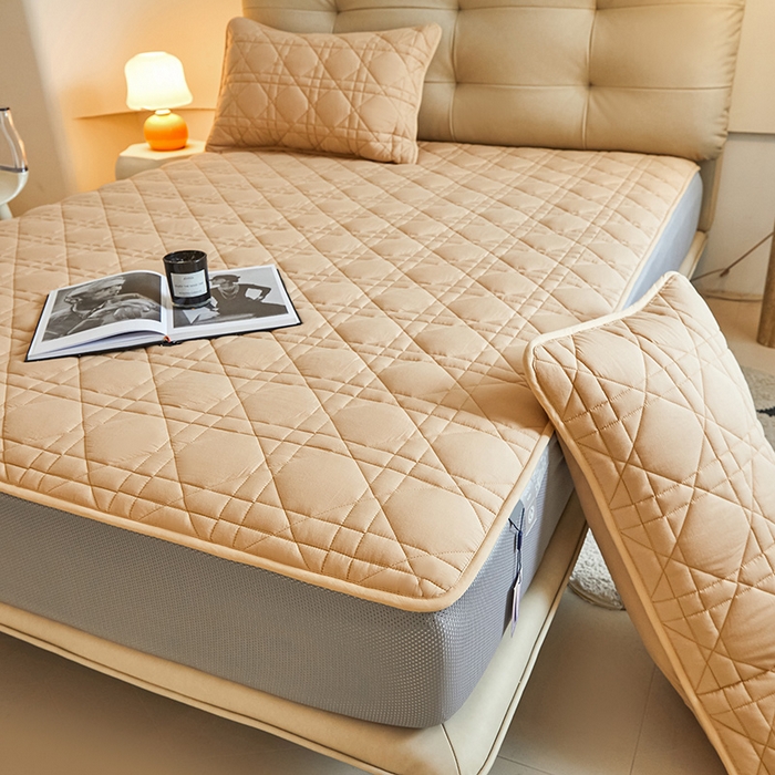 91家纺网 家纺一手货源 找家纺 3C 2024新款A类高透气纯棉棉花单床笠-好眠 米驼色