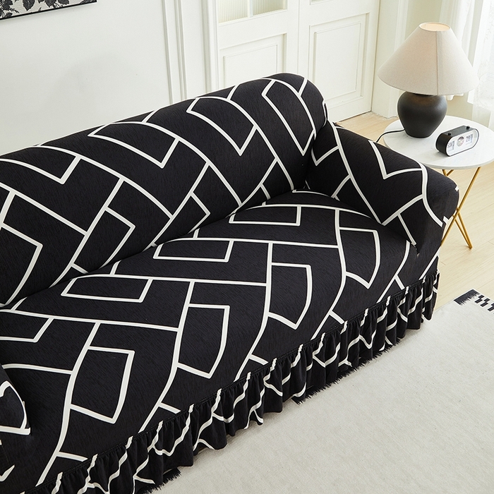 91家纺网 家纺一手货源 找家纺 逐日沙发套 2024新款牛奶丝印花裙摆沙发套     印花 裙摆-迷宫