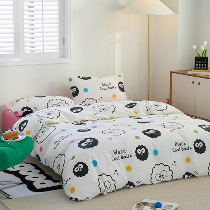 91家纺网 家纺一手货源 找家纺 原研家居 2024新款40支全棉13070印花系列四件套（第4批） 波点煤球