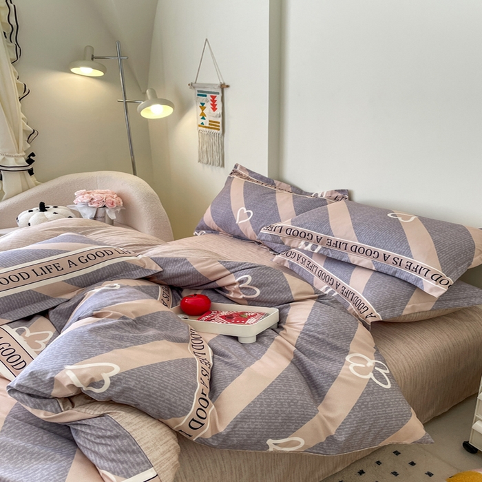 91家纺网 家纺一手货源 找家纺 洁柔 2025新款加厚生态棉磨毛四件套高克重植物羊绒四件套 心心相印