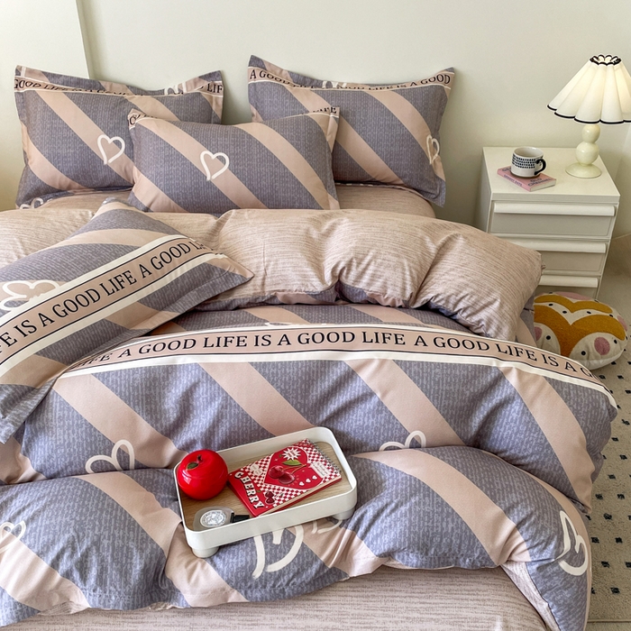 91家纺网 家纺一手货源 找家纺 洁柔 2025新款加厚生态棉磨毛四件套高克重植物羊绒四件套 心心相印