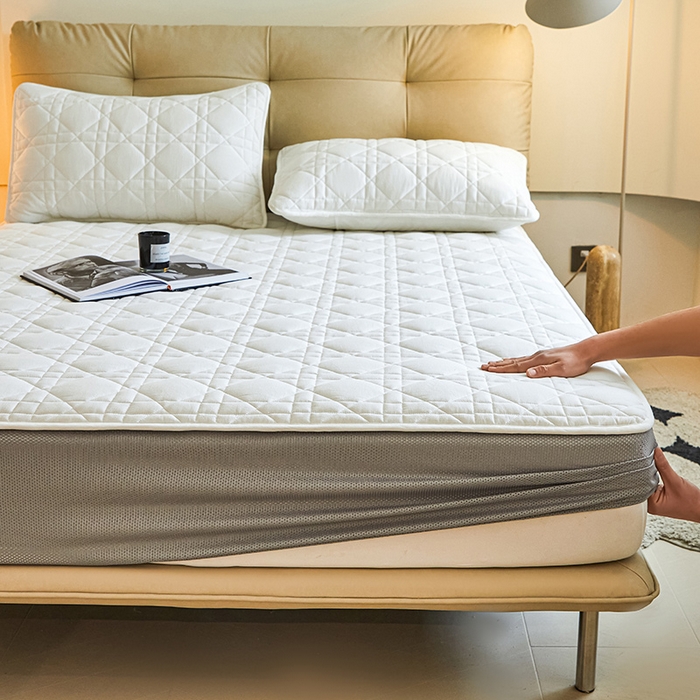 91家纺网 家纺一手货源 找家纺 3C 2024新款A类高透气纯棉棉花单床笠-好眠 素雅白