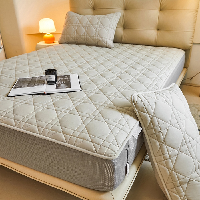 91家纺网 家纺一手货源 找家纺 3C 2024新款A类高透气纯棉棉花单床笠-好眠 月灰