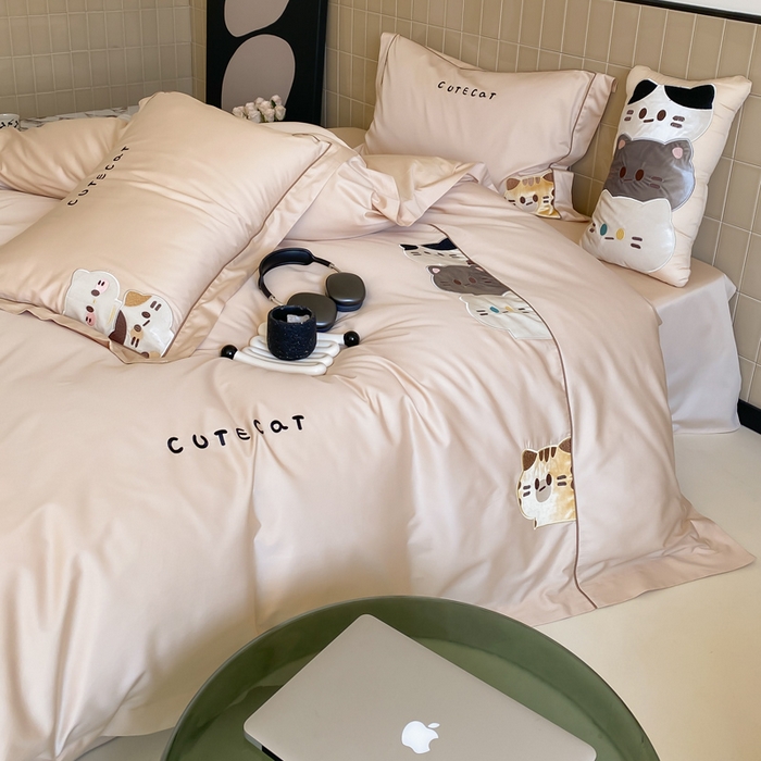 91家纺网 家纺一手货源 找家纺 （总）云栖家居 2024全棉刺绣系列四件套-胖可丁