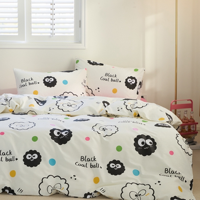 91家纺网 家纺一手货源 找家纺 原研家居 2024新款40支全棉13070印花系列四件套（第4批） 波点煤球