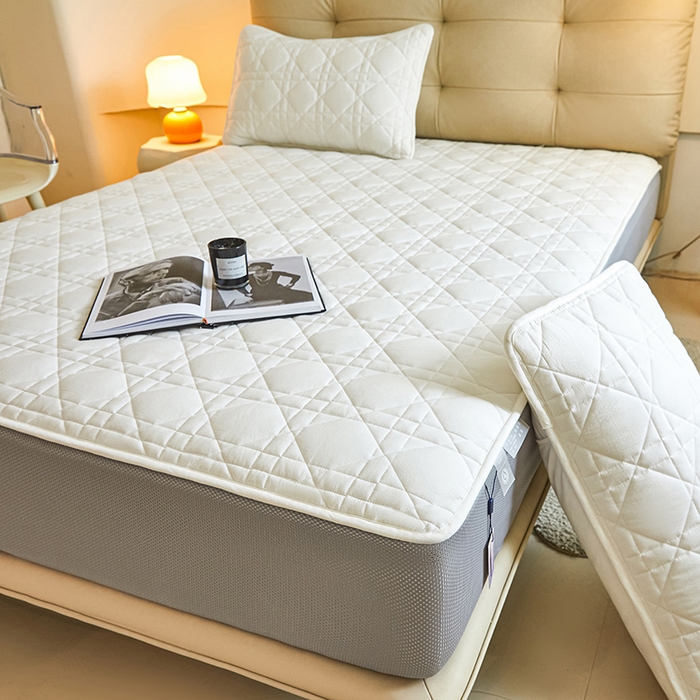 91家纺网 家纺一手货源 找家纺 3C 2024新款A类高透气纯棉棉花单床笠-好眠 素雅白