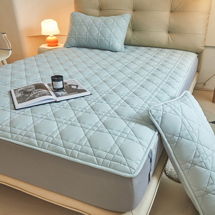 91家纺网 家纺一手货源 找家纺 3C 2024新款A类高透气纯棉棉花单床笠-好眠 纯净蓝