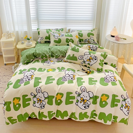 91家纺网 家纺一手货源 找家纺 灿哈2025款磨毛植物羊绒四件套更多花型群下载（新）米娜兔