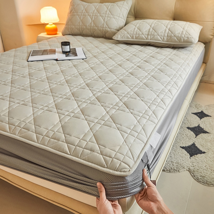 91家纺网 家纺一手货源 找家纺 3C 2024新款A类高透气纯棉棉花单床笠-好眠 月灰