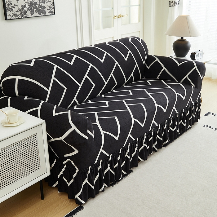 91家纺网 家纺一手货源 找家纺 逐日沙发套 2024新款牛奶丝印花裙摆沙发套     印花 裙摆-迷宫