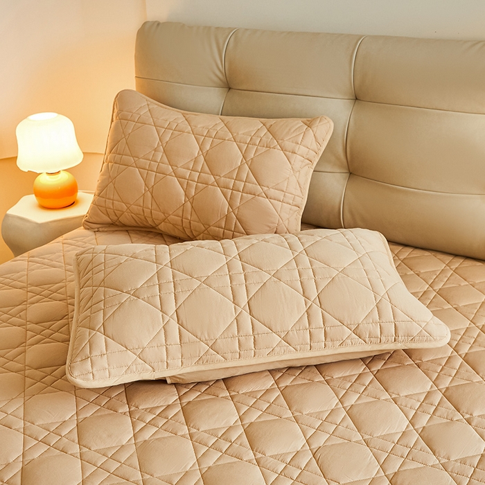 91家纺网 家纺一手货源 找家纺 3C 2024新款A类高透气纯棉棉花单床笠-好眠 米驼色