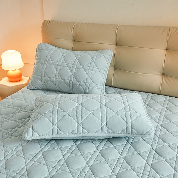 91家纺网 家纺一手货源 找家纺 3C 2024新款A类高透气纯棉棉花单床笠-好眠 纯净蓝