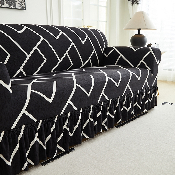 91家纺网 家纺一手货源 找家纺 逐日沙发套 2024新款牛奶丝印花裙摆沙发套     印花 裙摆-迷宫