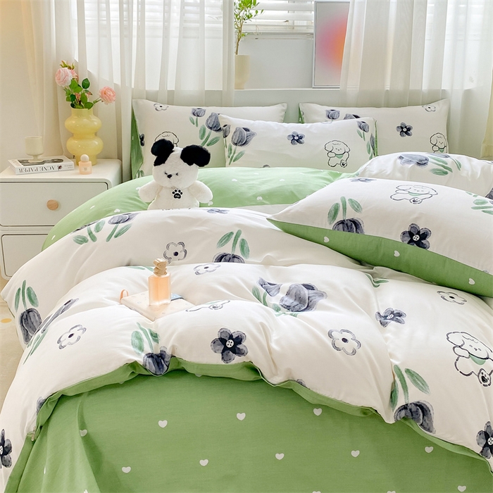 91家纺网 家纺一手货源 找家纺 本制 2024新款12868全棉印花四件套 花间寻梦