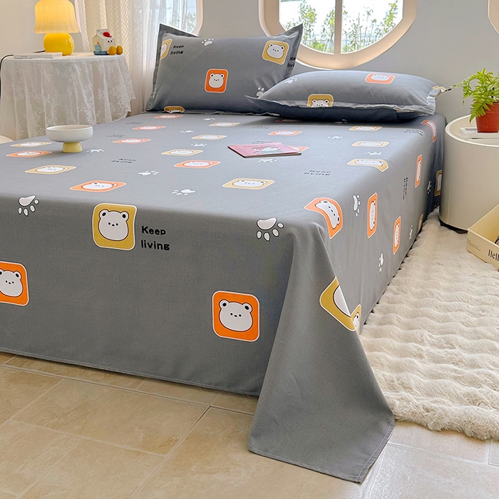 91家纺网 家纺一手货源 找家纺 家贝爱 2024新款原棉老粗布床单 格格熊