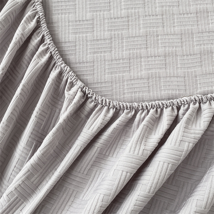 91家纺网 家纺一手货源 找家纺 梦舒羽 2025新款魔方格泡泡大提花床笠华夫格床垫保护套 华夫格纯色-浅灰色