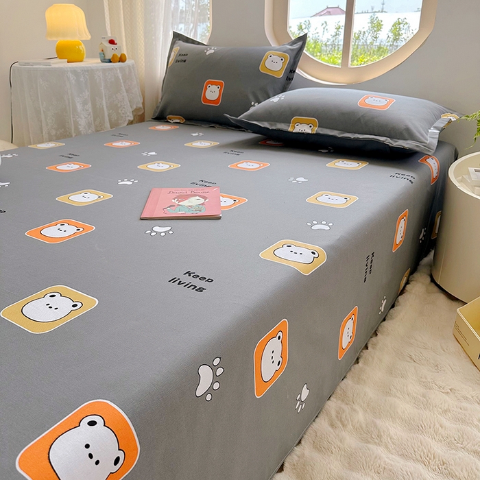 91家纺网 家纺一手货源 找家纺 家贝爱 2024新款原棉老粗布床单 格格熊