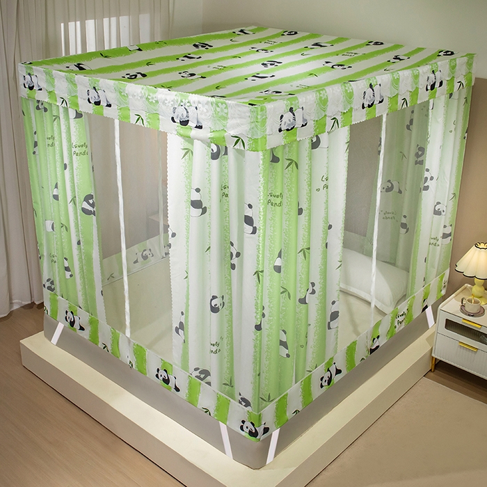 91家纺网 家纺一手货源 找家纺 显高蚊帐2025新款坐床遮光防尘坐床回底遮光蚊帐系列 熊猫宝贝