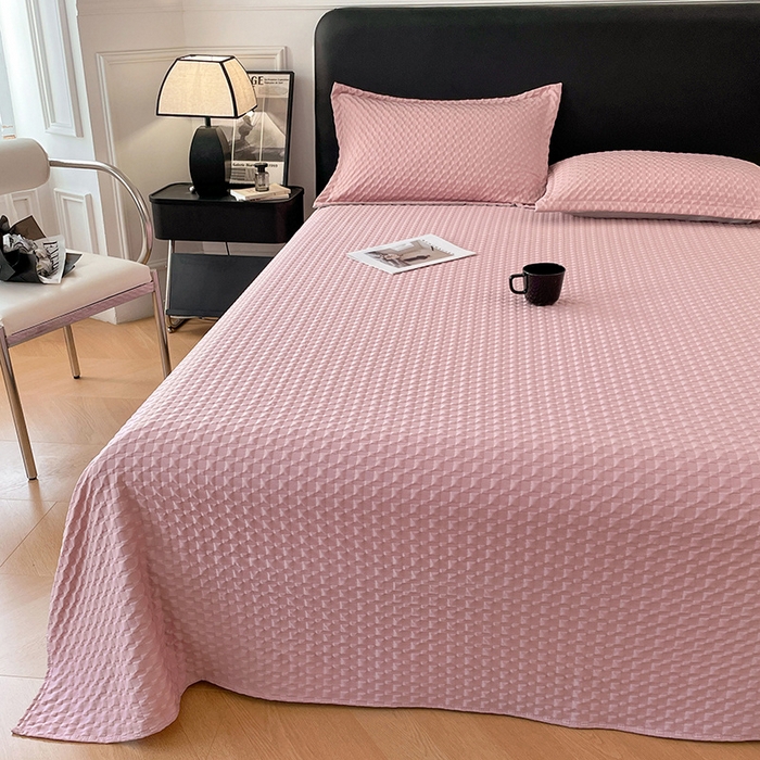 91家纺网 家纺一手货源 找家纺 （总）梦舒羽 2025新款魔方格泡泡大提花床单华夫格床垫保护套床护垫