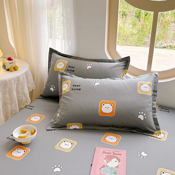 91家纺网 家纺一手货源 找家纺 家贝爱 2024新款原棉老粗布床笠 格格熊