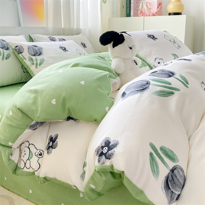 91家纺网 家纺一手货源 找家纺 本制 2024新款12868全棉印花四件套 花间寻梦