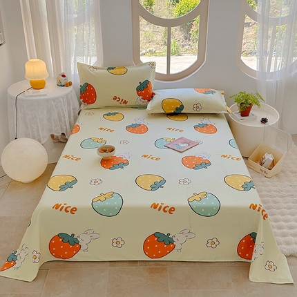 家贝爱 2024新款原棉老粗布床单 萌宠兔