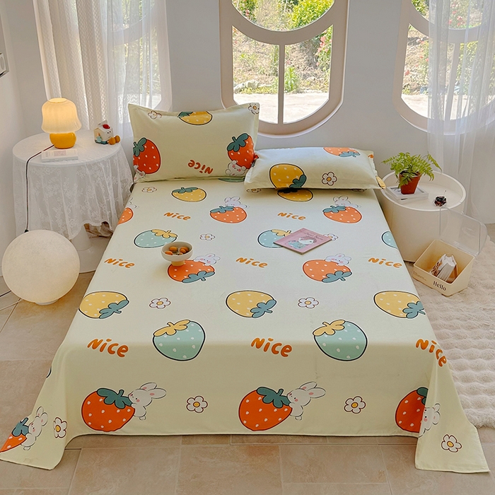 91家纺网 家纺一手货源 找家纺 家贝爱 2024新款原棉老粗布床单 萌宠兔