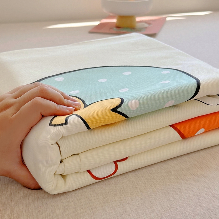 91家纺网 家纺一手货源 找家纺 家贝爱 2024新款原棉老粗布床单 萌宠兔