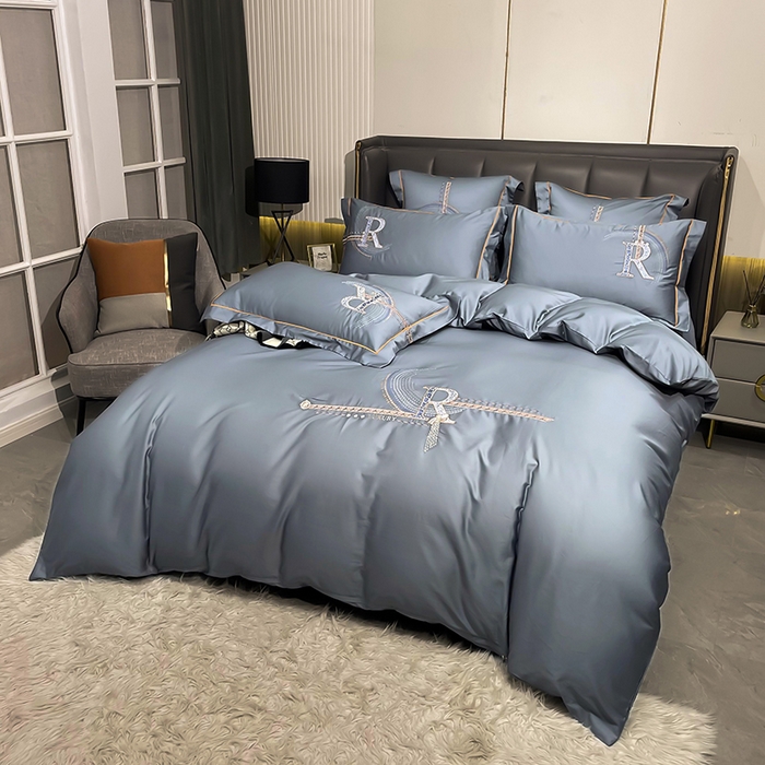 91家纺网 家纺一手货源 找家纺 艾迪尚家纺 2025新款120S刺绣长绒棉四六件套 时尚-灰