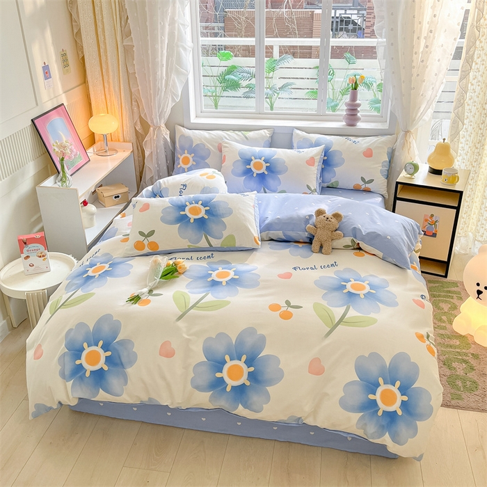 91家纺网 家纺一手货源 找家纺 本制 2024新款12868全棉印花四件套 花晨