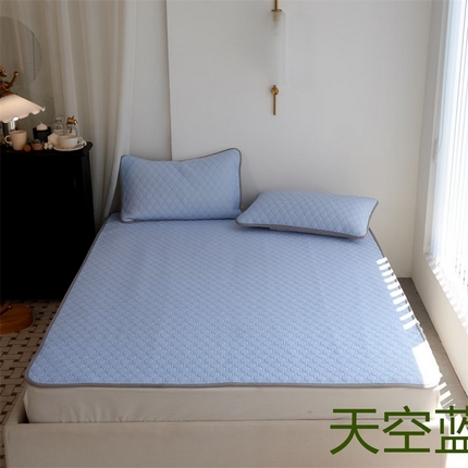 91家纺网 家纺一手货源 找家纺 玖玖爱家纺 2024新款黑科技高分子乳胶凉席高冷席系列 天空蓝